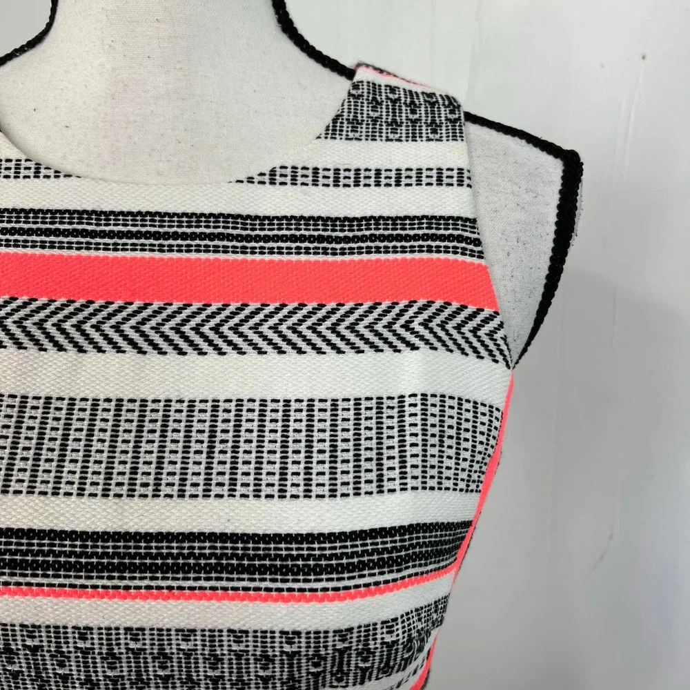 Kate Spade Ribbon Jacquard Dress Size‎ 0 Neon Striped Tweed A-Line Sleeveless